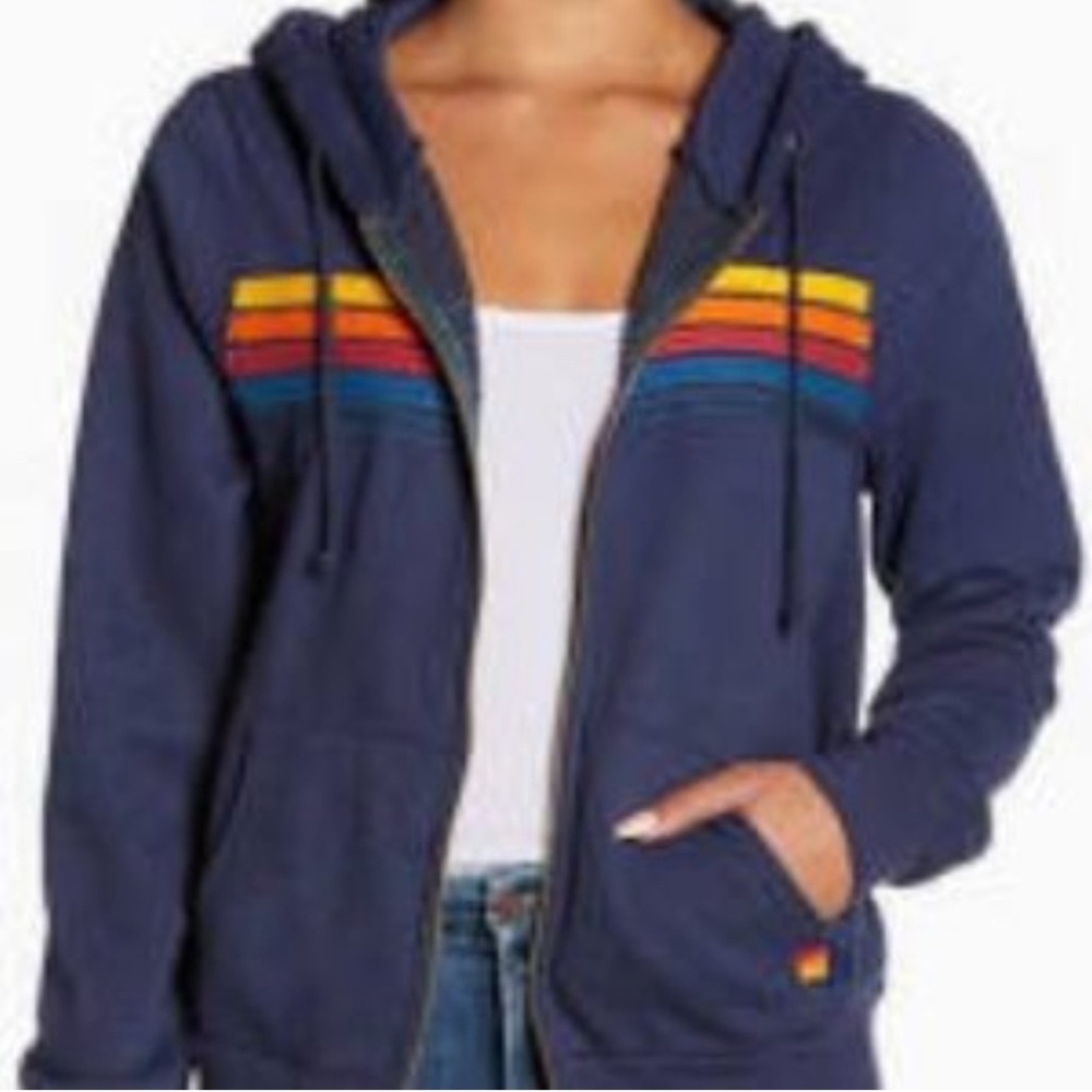 AVIATOR NATION 5 stripe hoodie L